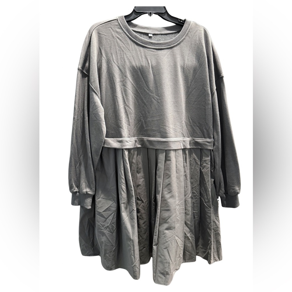 Women’s Gray Oversized Sweatshirt Dress - Picture 2 of 3